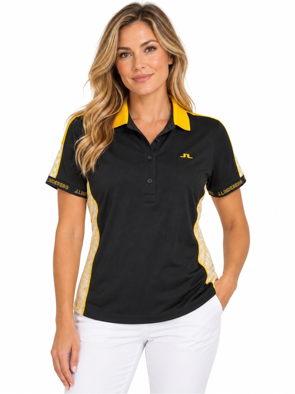 J.Lindeberg Damai Golf Polo Shirt Black Logo Women’s Size Medium